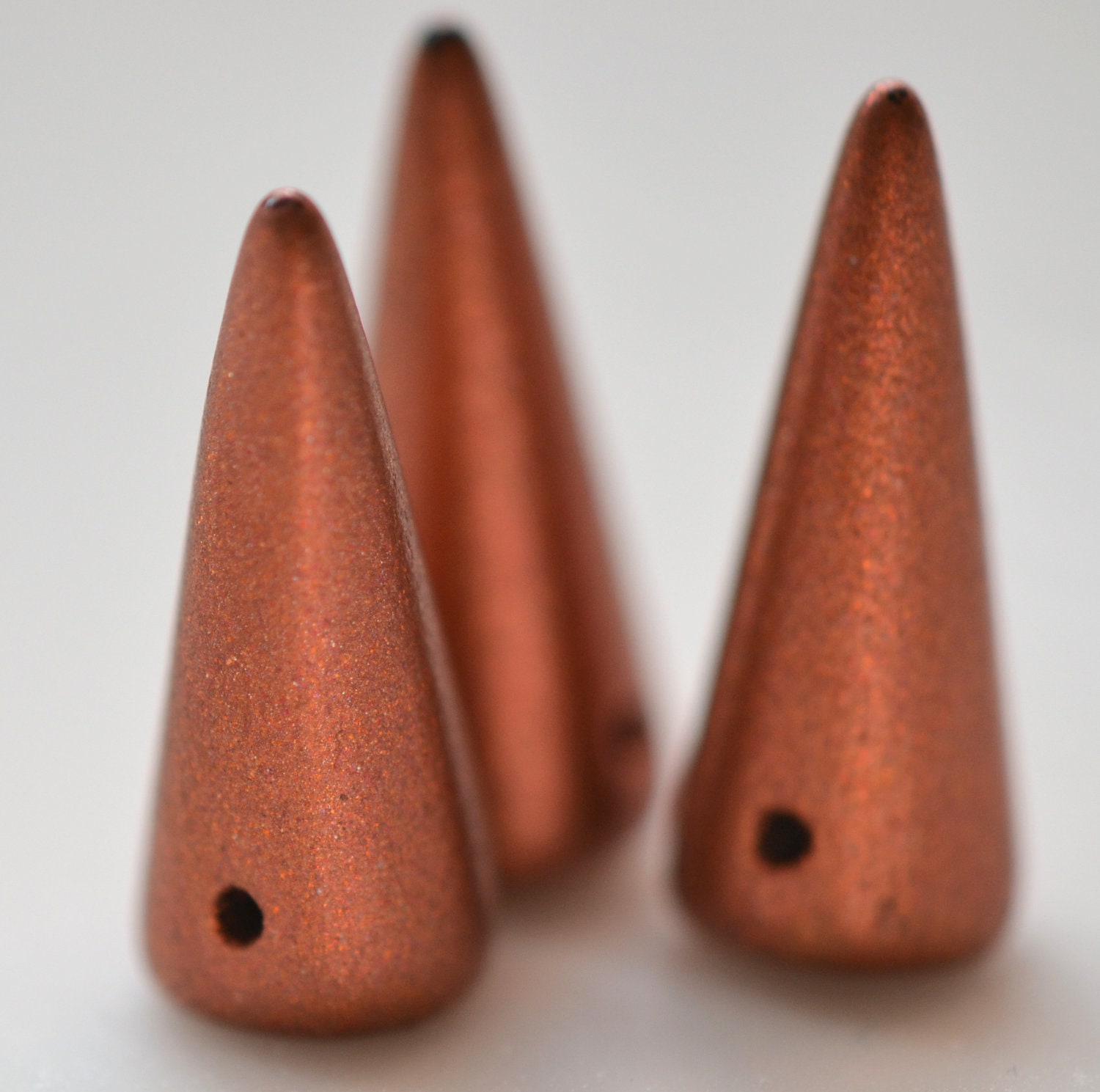 Glitter Copper Czech Cone Spike Glass Bead 7x17mm (ST779)