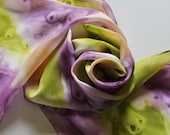 Silk Scarf - Haiku - Hand Painted Ladies Scarves Olive Chartreuse Green Plum Violet Purple White Tan