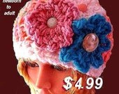 CROCHET PATTERN, hat, num 391 Chunky style flapper hat,  All Sizes included newborn to adult. Instant Download Permission to sell your hats.