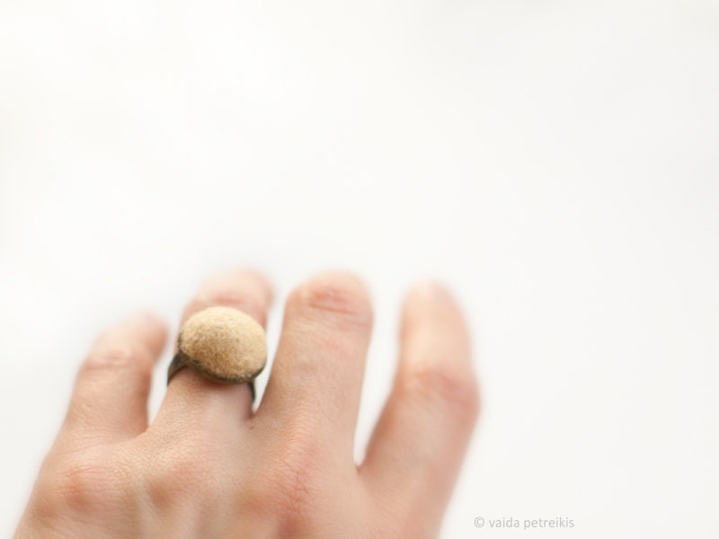Minimalistic modern statement ring with handmade felt Unisex urban casual style Ready to ship now  All sizes Gift under 25 USD