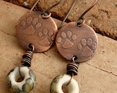 PUPPY LOVE - Handmade Etched Copper Plates, Handmade Raku Lampwork Beads