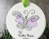 Personalized Christmas Ornament Kid Christmas Ornament Child Ornament First Christmas Keepsake Girl Butterfly