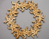 Wooden Tessellating Lizards like Escher. Fully interlocking. One dozen.