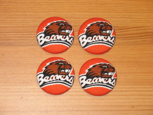 4 OSU Oregon State University Handmade Fabric Buttons...Go Beavers