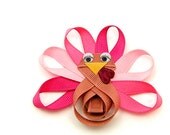 Pink Turkey Hair Bow, Girly Turkey Clip for Baby, Glam Turkey Hair Clip Toddler Hair Clip for Girls Children Holiday