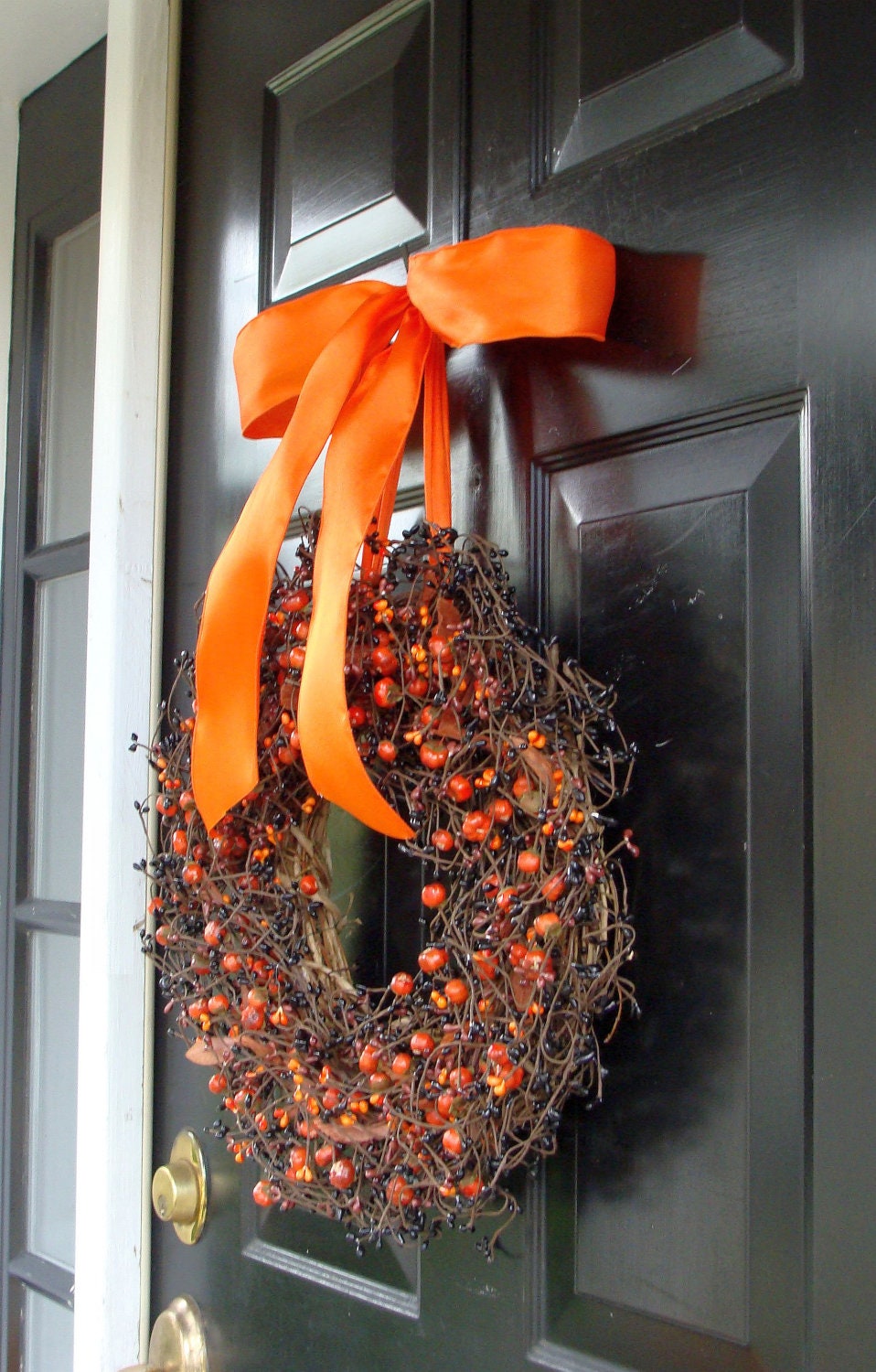 Fall Wreath- Mini Pumpkin and Berry Fall Wreath- Halloween Wreath- Pumpkin Autumn Wreath