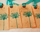 Dandelion Gift Tag - Teal - Vintage Style (Set of 4) -  Wedding Tag, Hang Tag