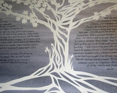 Silver Maple Ketubah - papercut wedding artwork - calligraphy