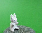 Funny Little Bunny - Hand Sculpted Miniature Polymer Clay Animal