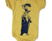 Baby Onesie OTTER (in a Fedora) -  american apparel - Organic (3 Color Options)  - FREE Shipping