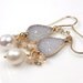 Bridal Druzy Earrings White Druzy Earrings Pearl Raw Crystal Dangle Earrings Diamond Chip Luxury Wedding Jewelry Fashion