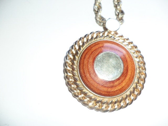hold for carline Vintage reconstructed art deco style  sari wooden circle  necklace.   Great holiday gift
