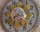 Steampunk Pendant -  Cultivated Beauty  - Steampunk watch parts Necklace- Repurposed art