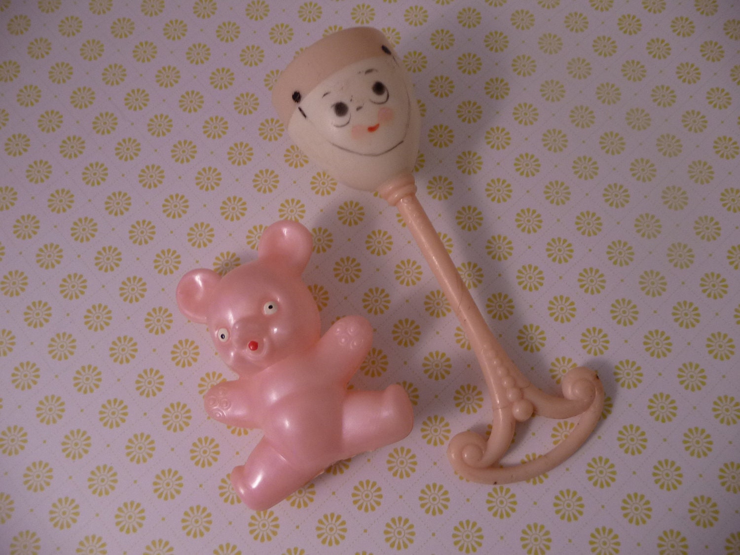 2 Well Loved Vintage Baby Rattles