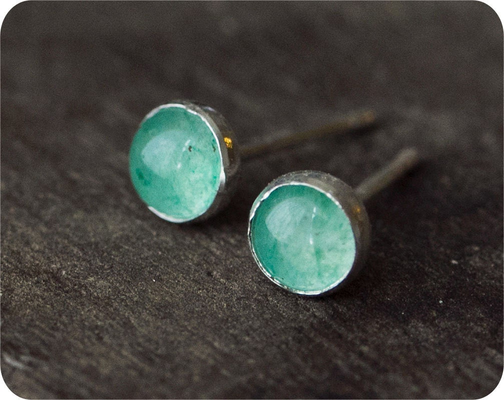 Tiny Aventurine Posts  // Sterling Silver Earrings