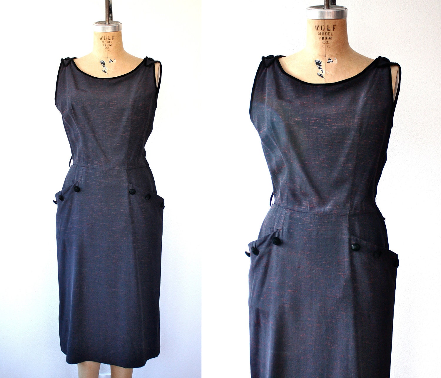1950s dress / vintage party dress / Mulled Wine dress
