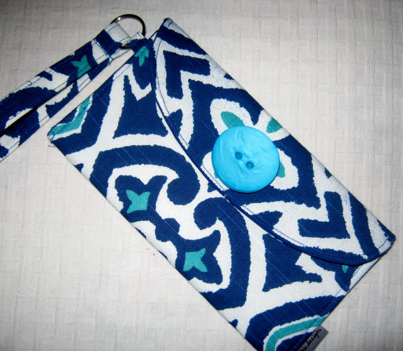 Wristlet Wallet Bridesmaid Wristlet Clutch - Blue and White Ikat Womans Fashion