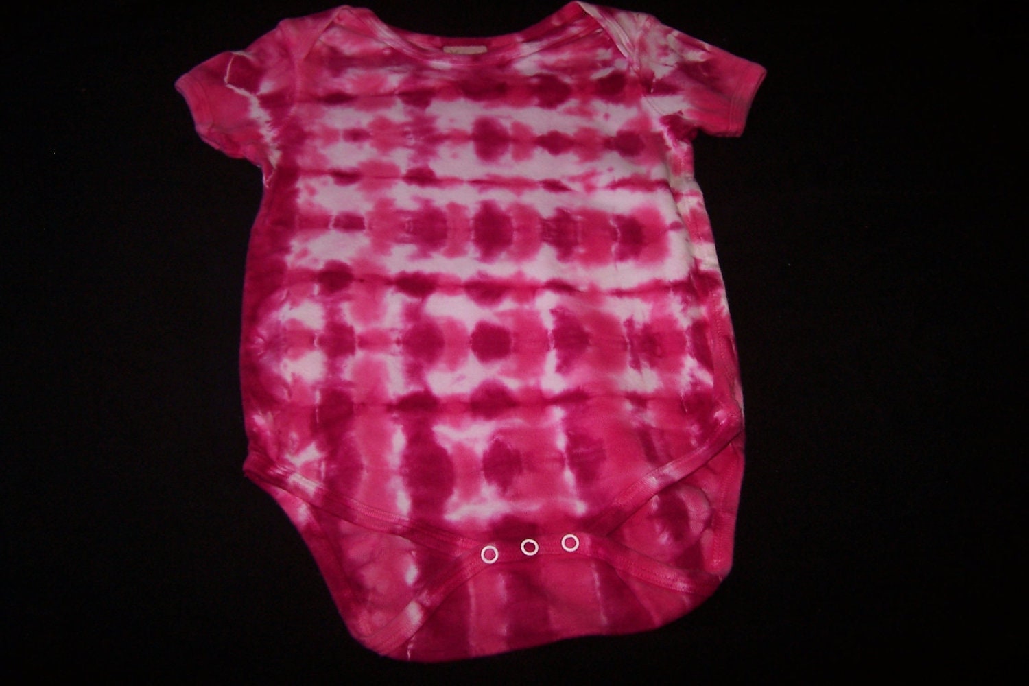 Hot Pink and Fuschia Tie Dyed Short Sleeve ORGANIC Cotton Onesie Size 18m