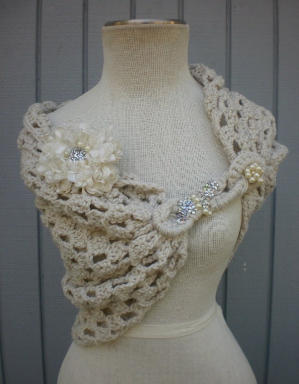 wedding, bridal capalet or shawl off white