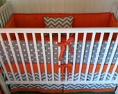 Crib Bedding Set Gray White Orange