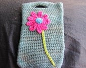 Organic Hemp Kindle Case Naturally Dyed in BlueberryJello and Pink Flower