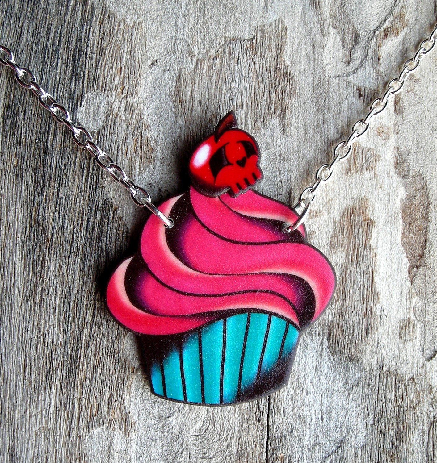 NEW - Skully Cake - Cute but Deadly Cupcake Necklace