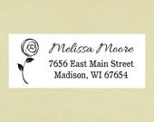 Return address labels, stickers, rectangular--simple rose