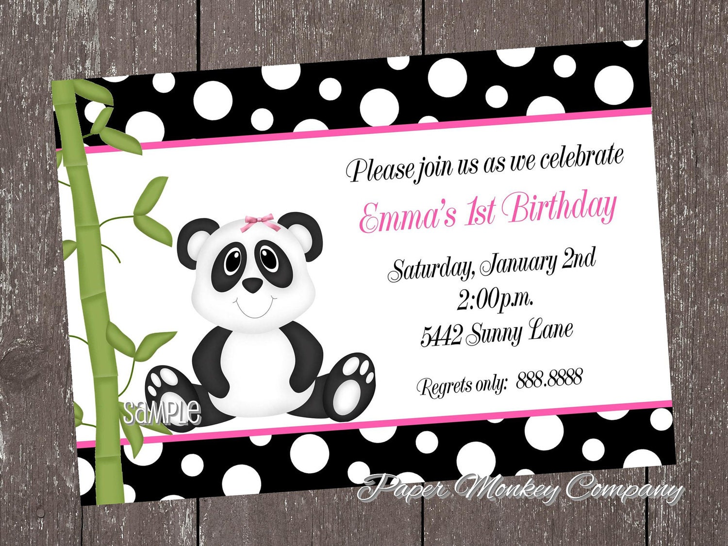Panda Bear Birthday Invitations for boy or girl Il_570xn