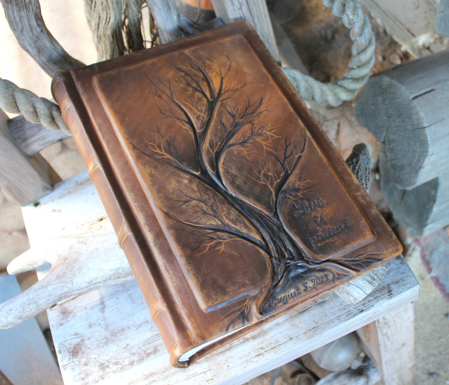 Leather Photo album 13 x 9  with Tree of Life for 300 photos
