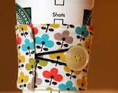 Ready to Ship-- Reusable Fabric Coffee Sleeve - Green, Yellow Blue Trees