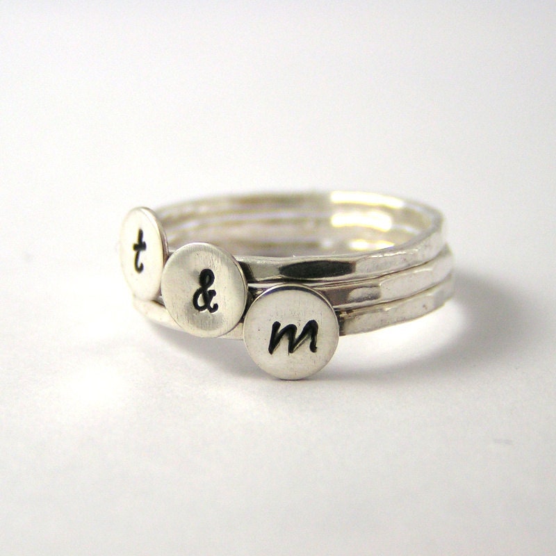 Custom Initial Stack Rings, Sterling Silver Rings, Personalized Rings, Set Of Three