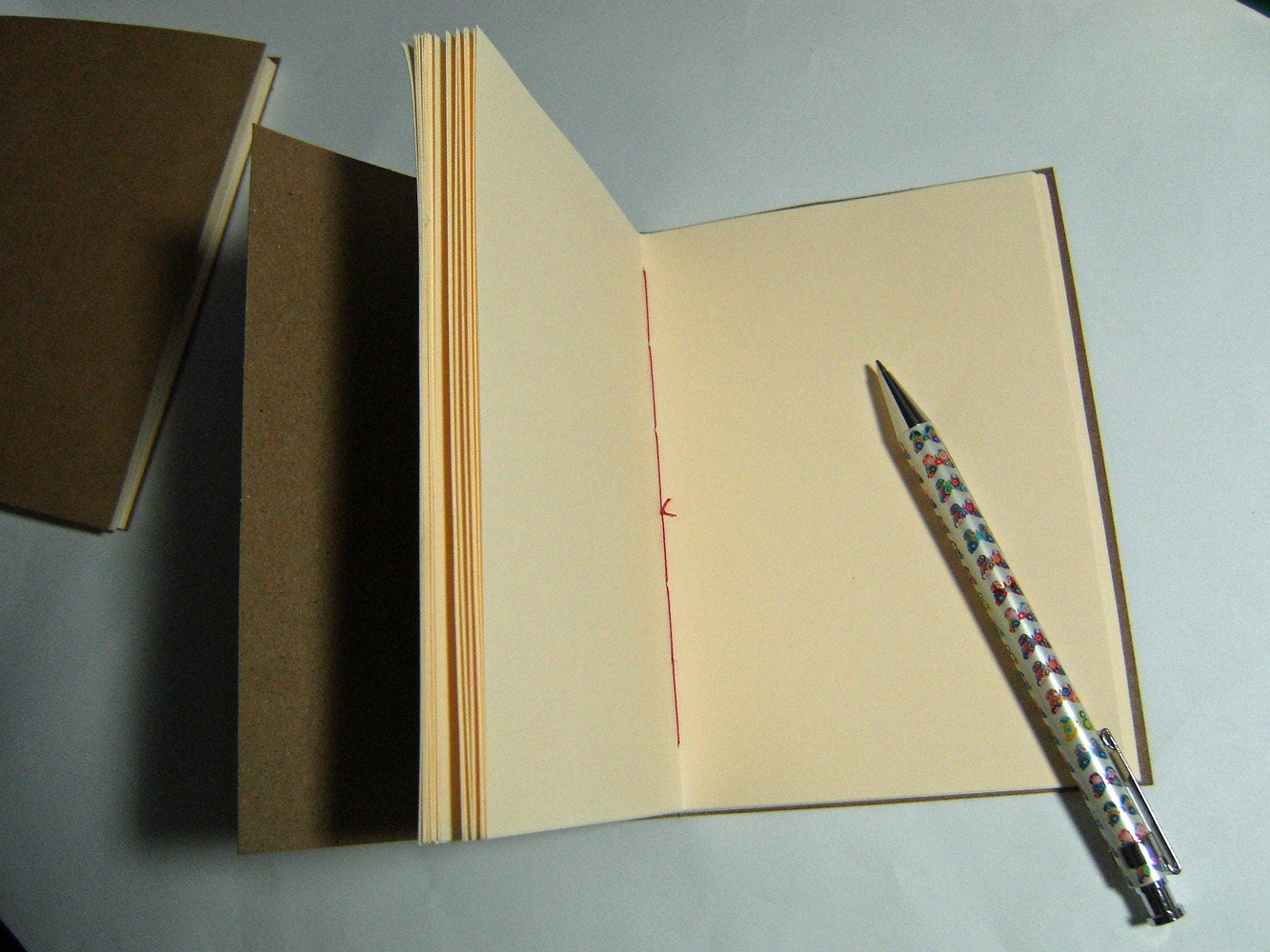 Red Line Kraft Notebook - Moleskine style with Cream paper - 6x4 ins