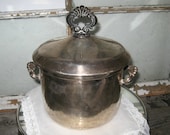 Vintage Silver ICE BUCKET - Patina Container - Shabby Chic Cottage Decor