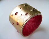 SUPER SALE Golden Metallic Hand Embroidered Leather Cuff Bracelet