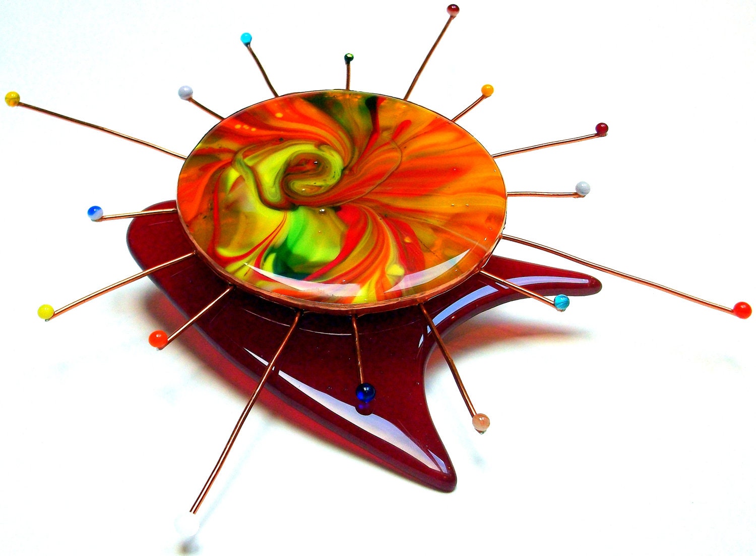 Atomic Age Glass Sunburst Wall Sculpture