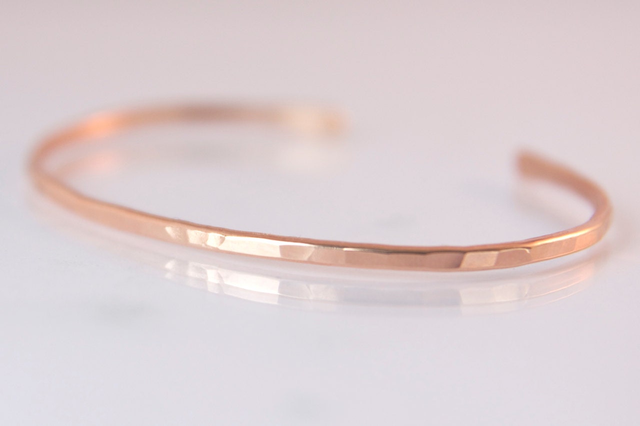 Cuff Bracelet in Rose Gold - Hammered Stacking Bracelet