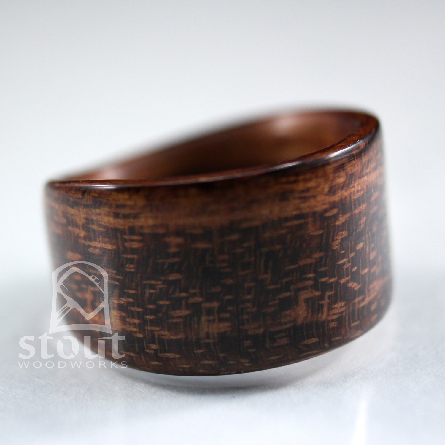 SIZE 8 -Wide Tapered Classic Goncalo Alves Bentwood Ring - Handcrafted Wooden Ring