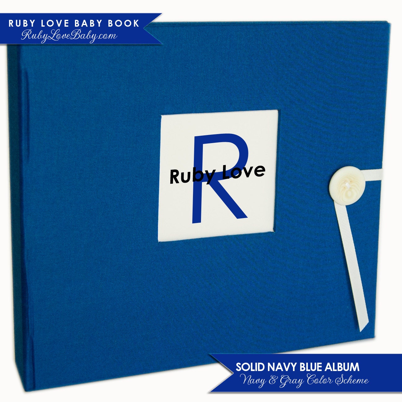 BOY Modern Baby Memory Book . Solid Dark Blue Album
