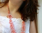 Coral  airy crocheted necklace  Wedding , Birthday,  unique gift