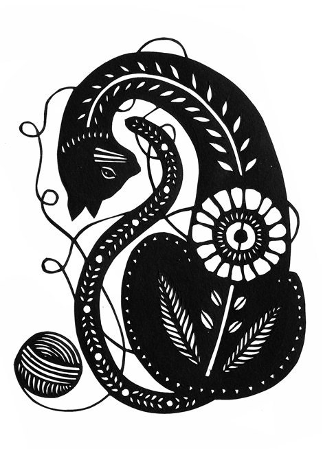 Tangled - 5 x 7 inch Cut Paper Art Print