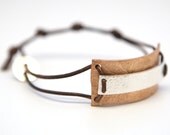 Rose Bronze and Fine Silver Leather Cuff Bracelet