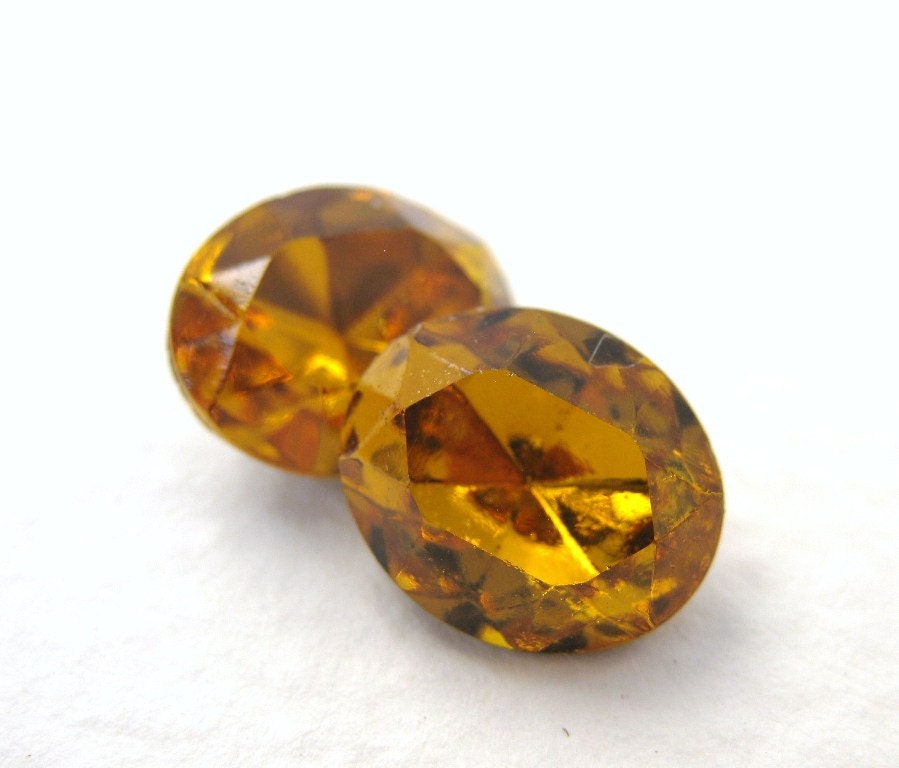 Vintage Swarovski Crystal Rhinestone Topaz Oval Jewel 12x10mm swa0295 (2)
