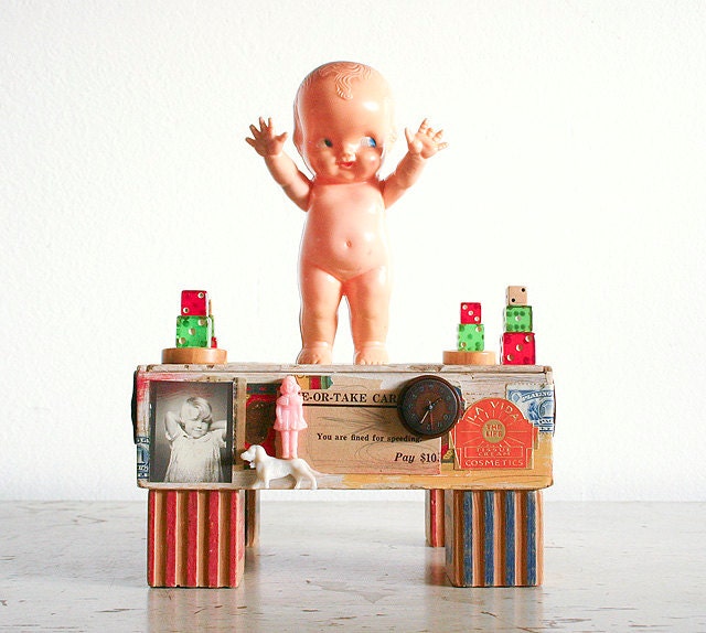 Found Objects Art Assemblage - Recycled Vintage Parts