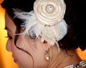 Peacock bridal flower hair clip or comb with rhinestones pearl feathers