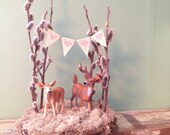 Snowy Forest  of Love, Deer Wedding Cake Topper
