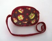 Mini Double zipper pouch wristlet purse clutch owl