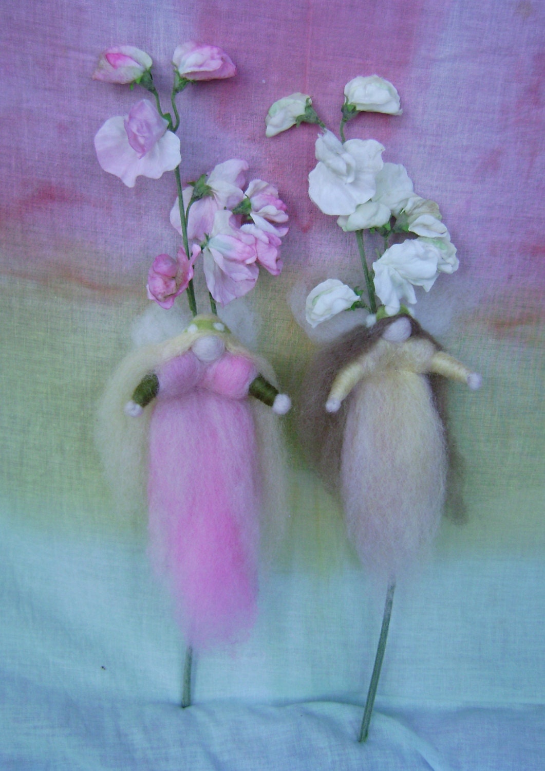 Wool Fairies  - Sweet pea flower Fairies