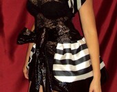 Reversible  Satin Bolero Shrug Wrap w/ matching ruffle apron,bustle,peplum burlesque skirt. ......