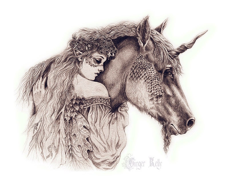 Fae Friends, Fairy and Unicorn Art Print 11 x 14 inch