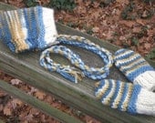 Doll Hat and Mittens--Large Waldorf Doll--Wool Mohair Yarn--Hand Knit--Plant Dyed